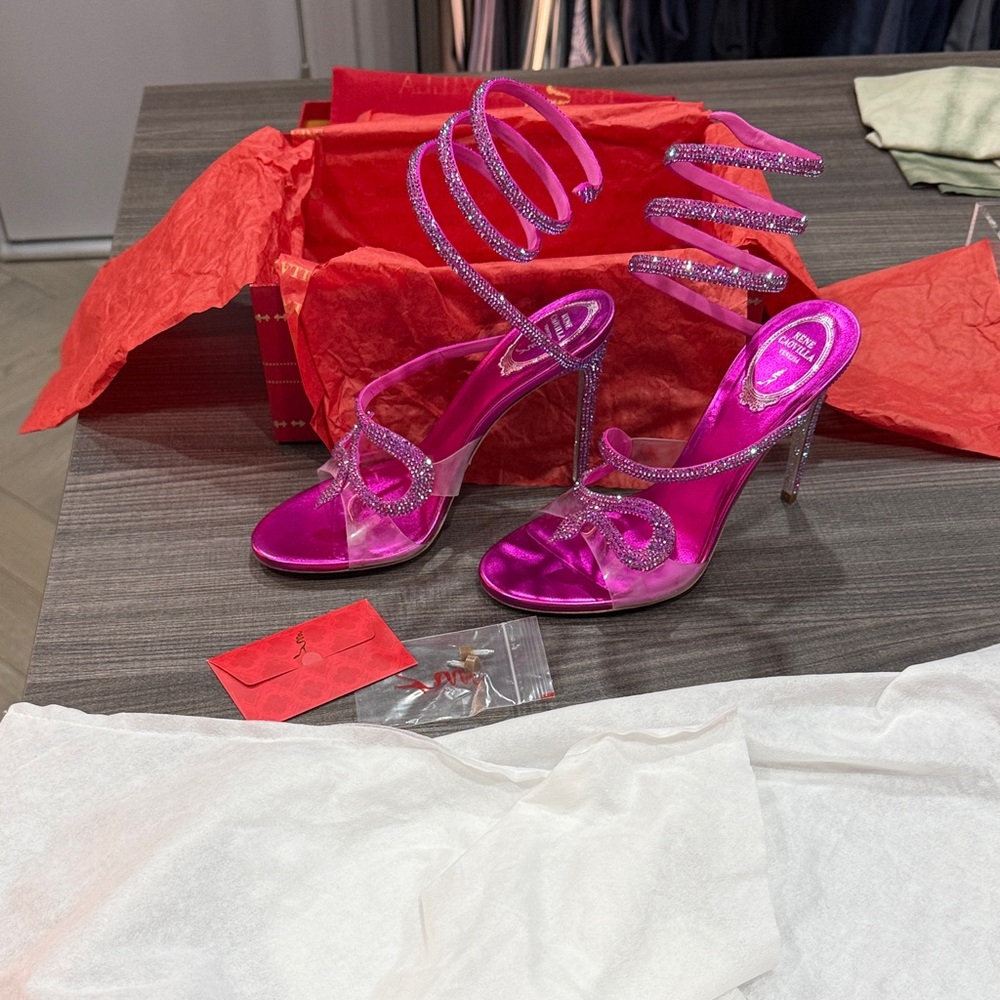 Rene Caovilla Pink Crystal Embellished Heels (new) - Picture 12 of 17
